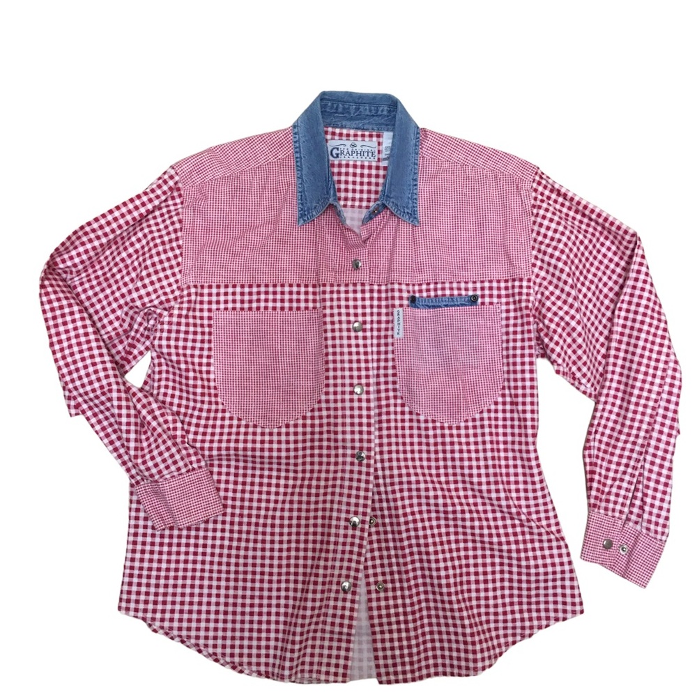 Vintage Graphite Jeanswear Size Small Red check Denim collar Country Western